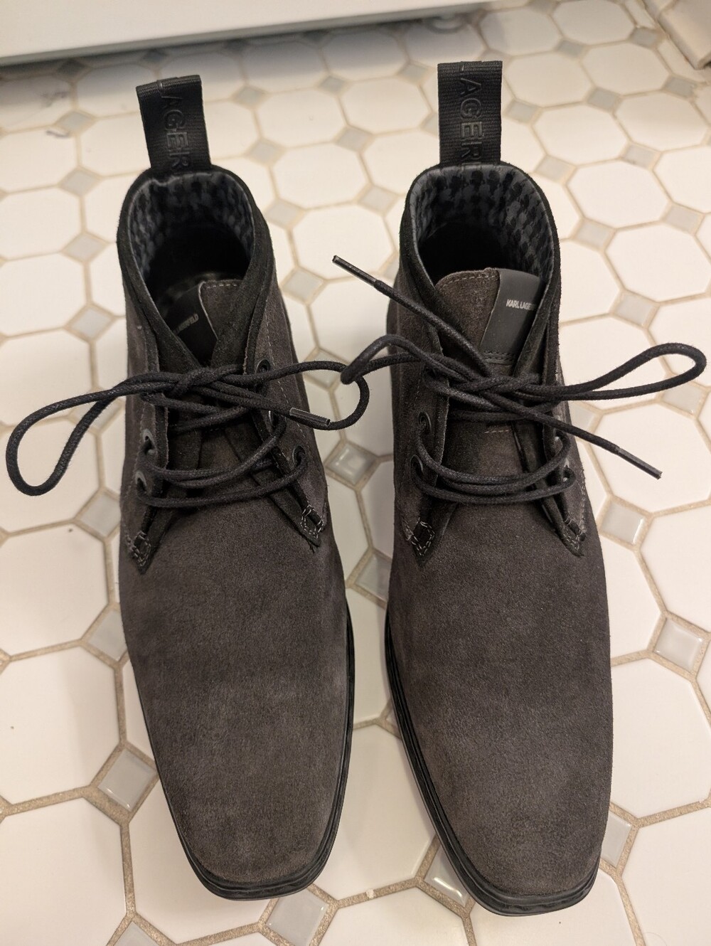 Karl Lagerfeld Men's Charcoal Gray Suede Chukka Boots